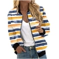 thumbnail image 1 of WAGUTH Womens Print Zip Up Bomber Jackets Plaid & Striped Pattern Long Sleeve Soft Lightweight Casual Jacket with Rib Trim, 1 of 6