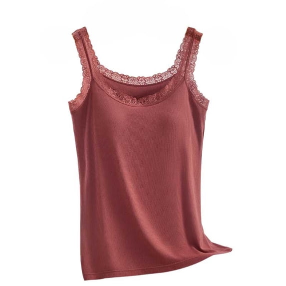 WAGUTH Womens Tank Tops Ribbed Lace Trim Camisole Crew Neck Sleeveless Casual Summer Layering Vest