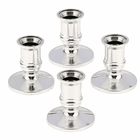 WAGVITA 2026 New 4 Pcs Taper Candle Holders Traditional Shape Fits Standard Candlestick Silver for Dining Table, Home Decor, Weddings, Candlestick Display, Party Decorations