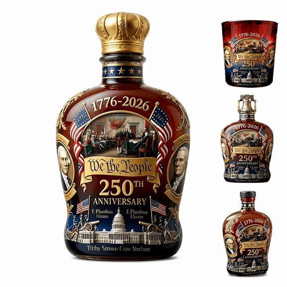 WAGVITA 250 Anniversary Whiskey Bottle,250 Anniversary Decanter,250Th We the People Whiskey Decanter Bottles,Heritage Whiskey Glass Declaration of Independence Design for Liquor Scotch Bourbon