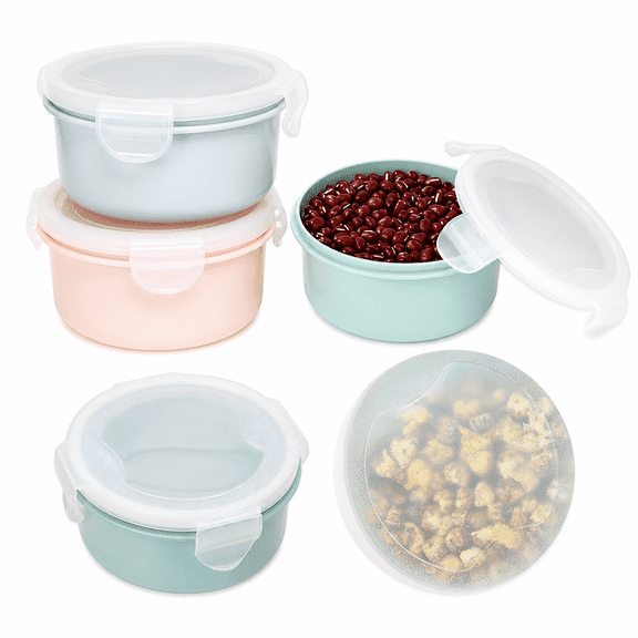 WAGVITA Airtight Food Storage Containers,Small Lunch Box,Plastic Bowls with Lids,Simple Refrigerator Preservation Box,Leakproof Plastic Storage Box Sealed Box,4"