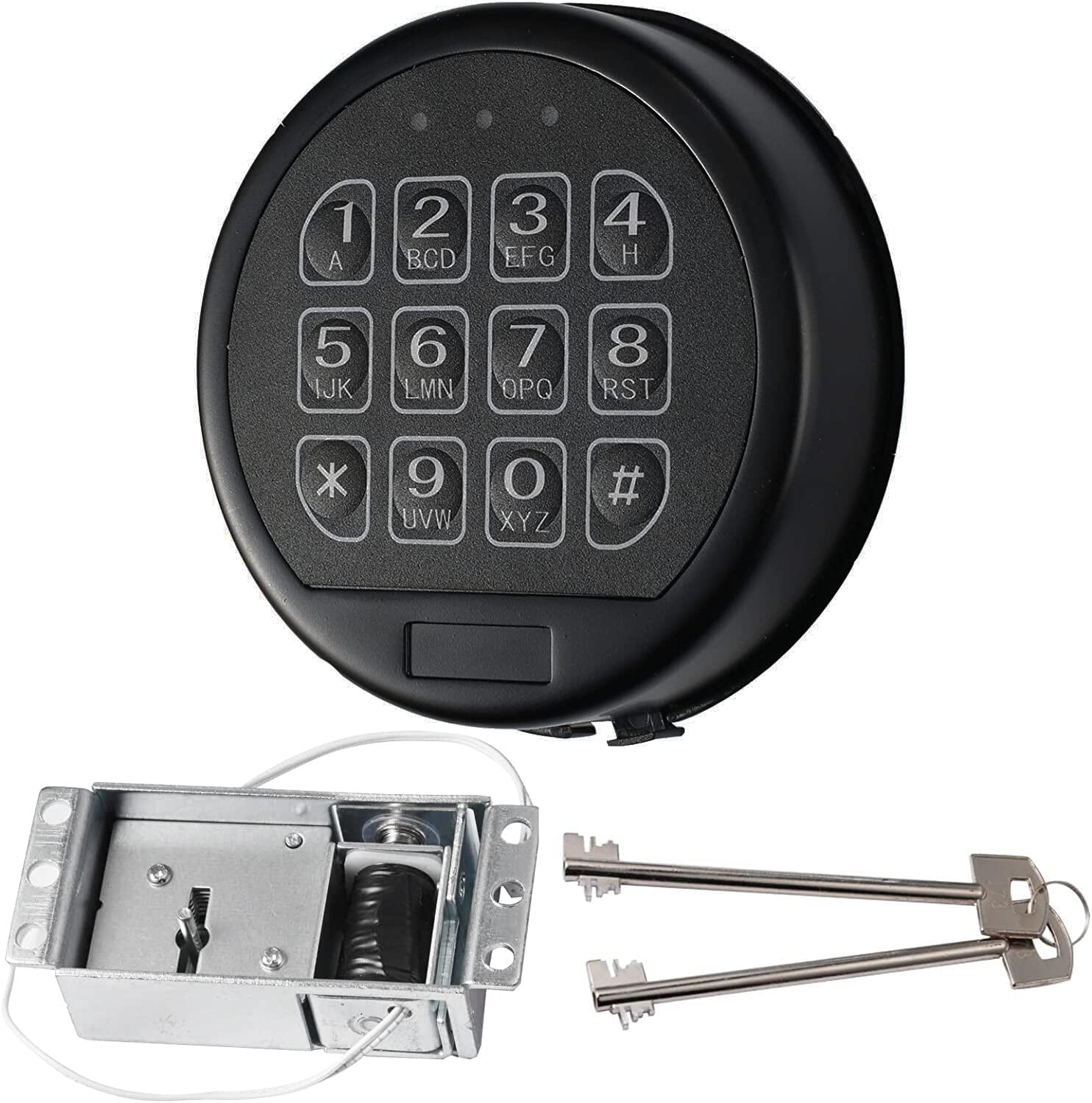 Gun Safe Lock Replacement with 2 Override Keys & Solenoid Black Keypad Safe Electronic Lock