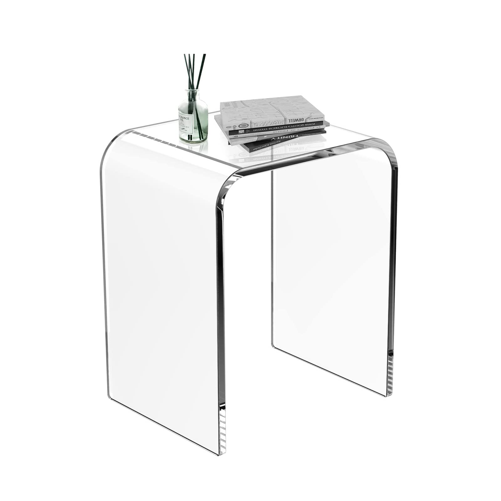 WAHFAY Clear Acrylic Coffee Table with Waterfall Edges, Modern Square ...