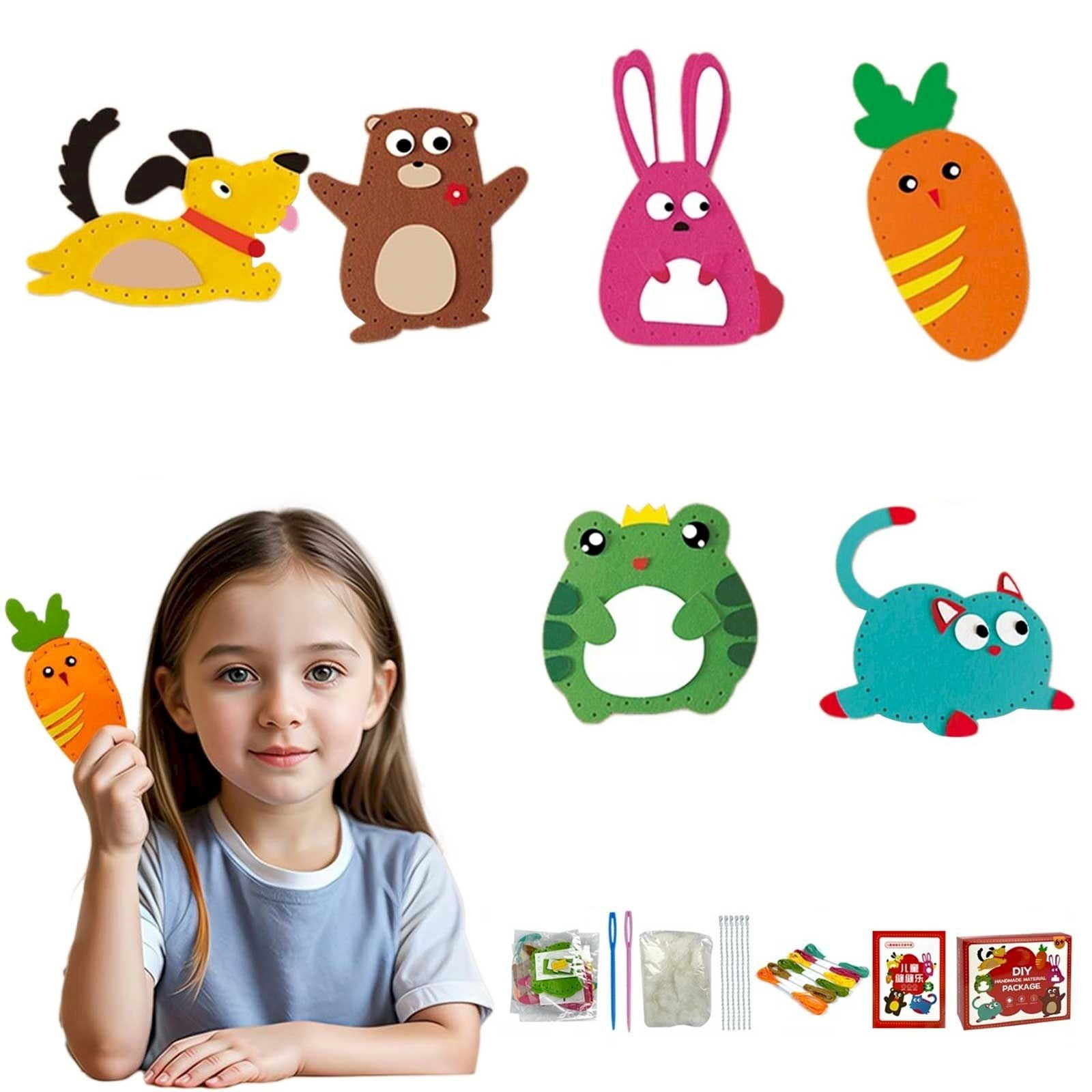 WAHIUHIUA DIY Doll Sewing Toys New My First Sewing Kit Sew Mini Animals ...