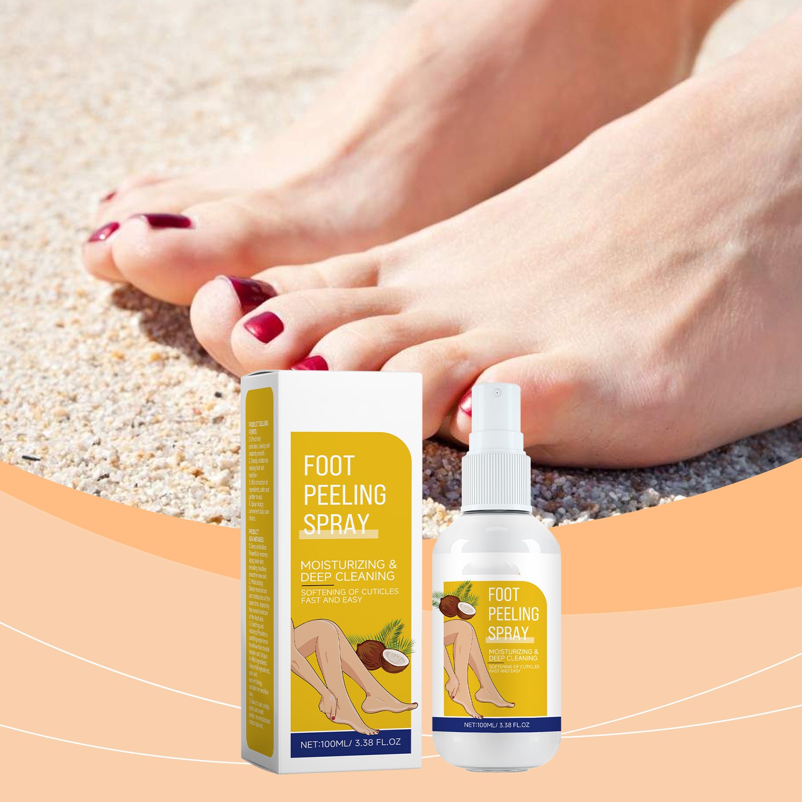 WAHIUHIUA Foot Peeling Spray Coconut Foot Peeling Spray Instantly Dead