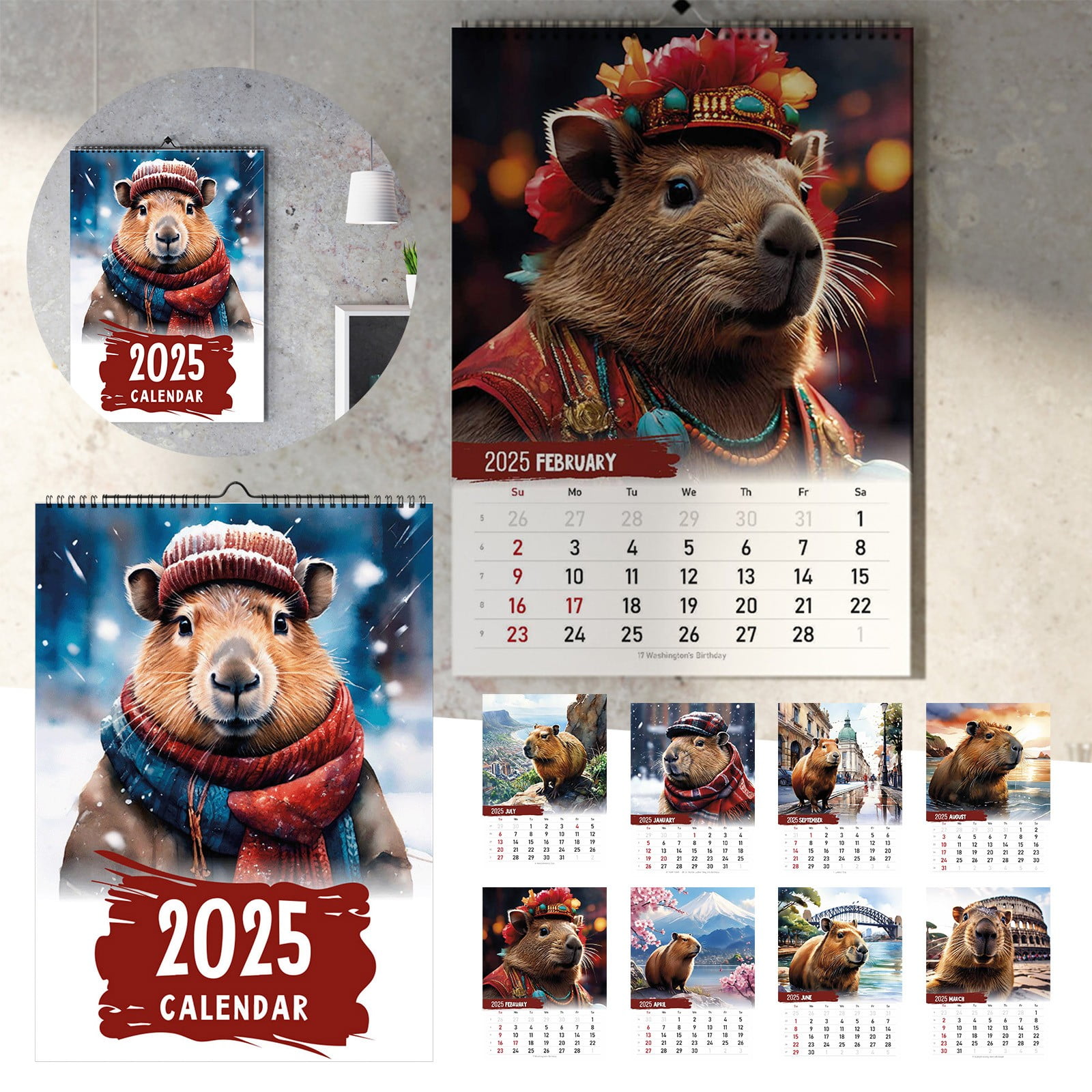 WAHIUHIUA Printable Calendar 2025，Journey Of The Capybara'2025