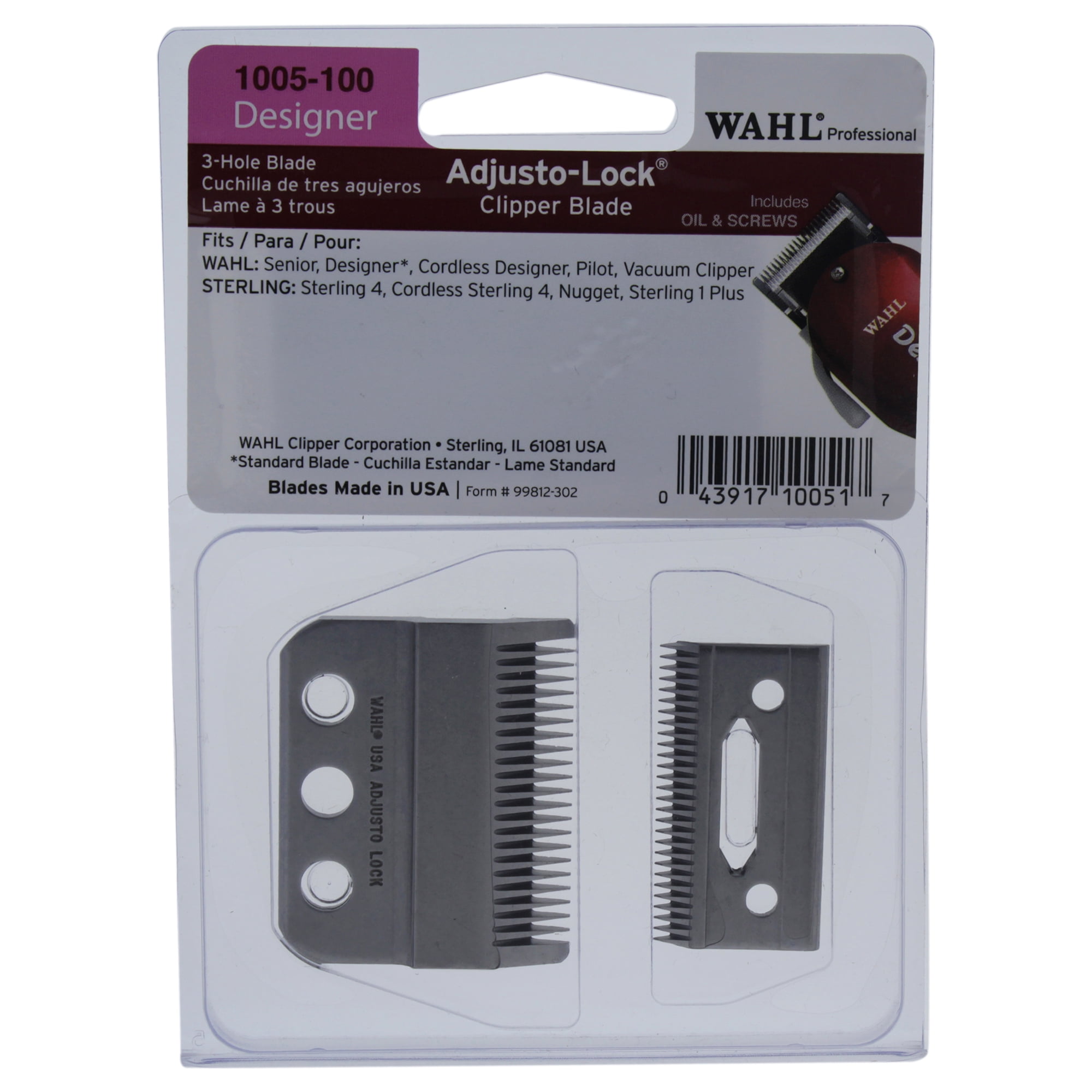 WAHL Professional 3Hole Adjusto Lock Clipper Blade Model 1005100 1 Pc Clipper Blade