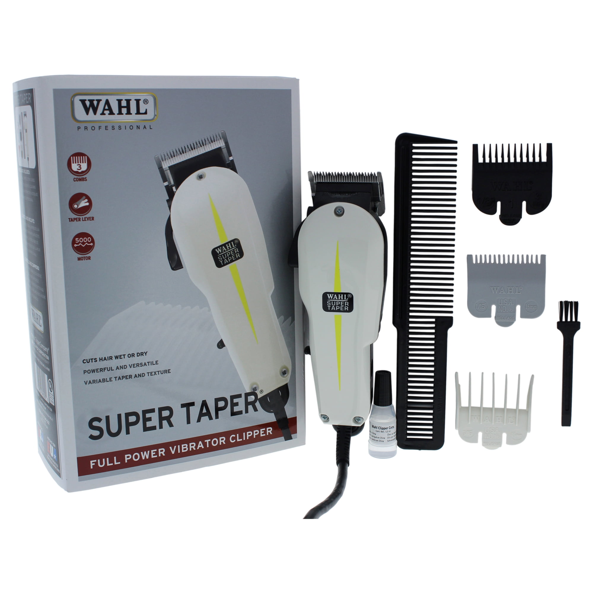 Wahl V5000 Electromagnetic Super Taper Hair Clippers 3 Attachment Combs  Included 