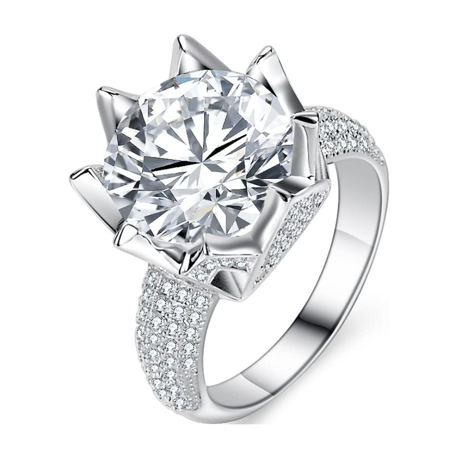 WAHZAUS 5 Carat D Color VVS1 Moissanite Engagement Rings for Women, S925 Sterling Silver Round Cut Diamond Rings for Wedding band Promise Anniversary with Certificate