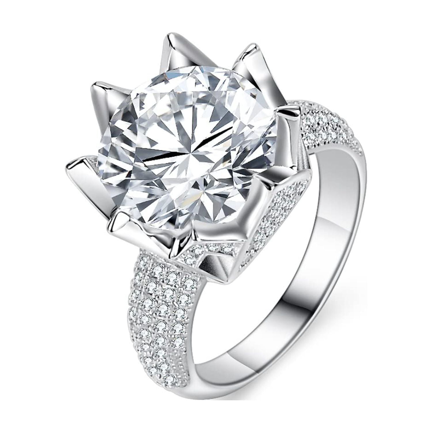 WAHZAUS 5 Carat D Color VVS1 Moissanite Engagement Rings for Women, S925 Sterling Silver Round Cut Diamond Rings for Wedding band Promise Anniversary with Certificate