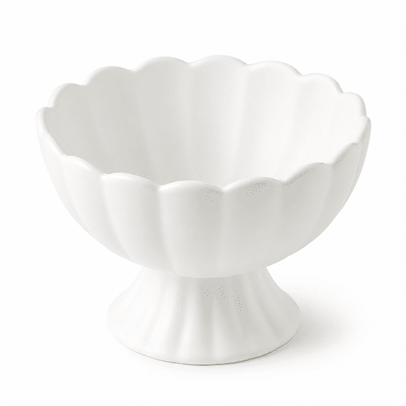 ABCISI Ceramic Dessert Bowls with Pedestal, Cute Flower Shaped Serving Bowl for Fruit, Salad, Candy, Snack, Trifle, Ice Cream, Pudding,Reusable Container for Summer Birthday Party Supplies,White-6 OZ