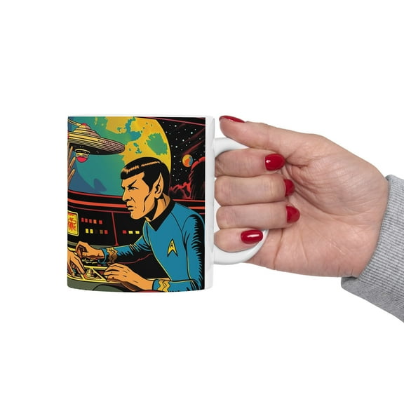 Retro Spacebridge Crew illustration Mug | 11oz Mug)