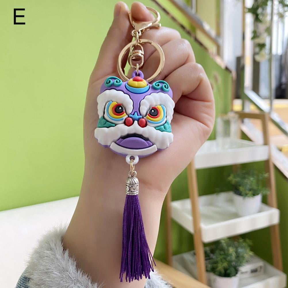 Cartoon Big Eyes Lion Keychain Couple Lovers Key Chain Pvc - Temu