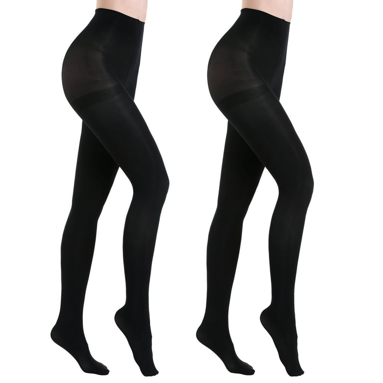 WAJIAFAR 2 Pairs Semi Opaque Tights, Winter Control Top 40D Microfiber  Leggings for Women 