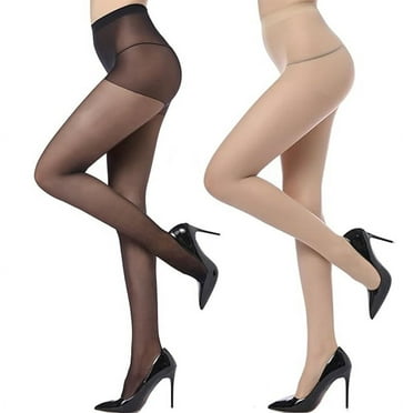 WAJIAFAR Women's Tights 20D Semi Opaque High Waist Control Top Pantyhose 2 Pairs