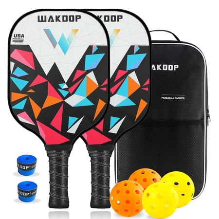 WAKDOP Pickleball Paddle USAPA Approved Set 2 Premium Graphite Craft Rackets Honeycomb Core 4 Balls Ultra Cushion Grip Portable Racquet Cover Bag For Men Women Kids Indoor Outdoor