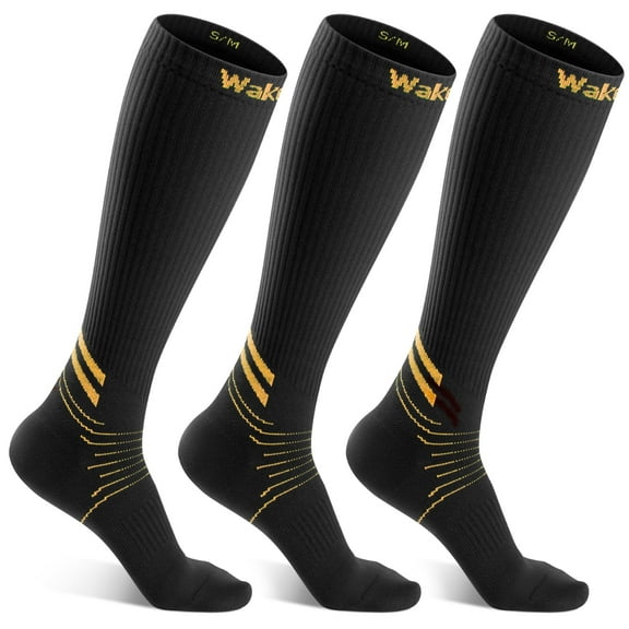WAKEFEET Compression Socks for Women, Mens Compression Socks 15-25 mmhg 3 Pairs, Scent Knee High Socks for Running