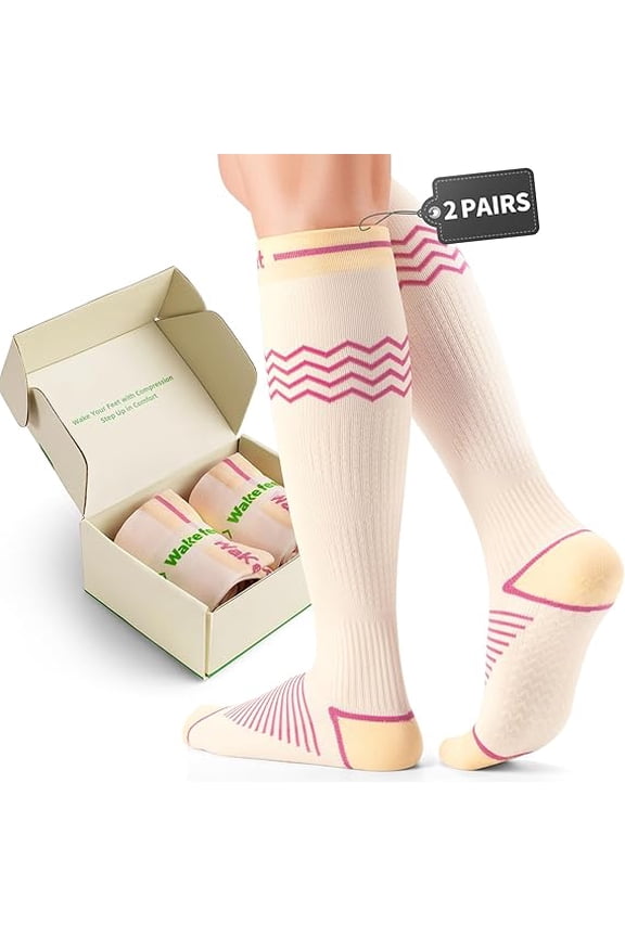 Compression Socks for Women, 15-25 mmHg Knee High Compression Stockings for Pregnancy, Anti-slip Support Socks