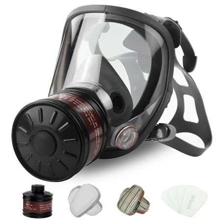 WAKYFLX Full Face Gas Mask, Gas Masks Survival Nuclear and Chemical with 40mm Activated Carbon Filter and 6001 Filter, Reusable Respirator Mask for Gases, Vapors, Dust, Chemicals