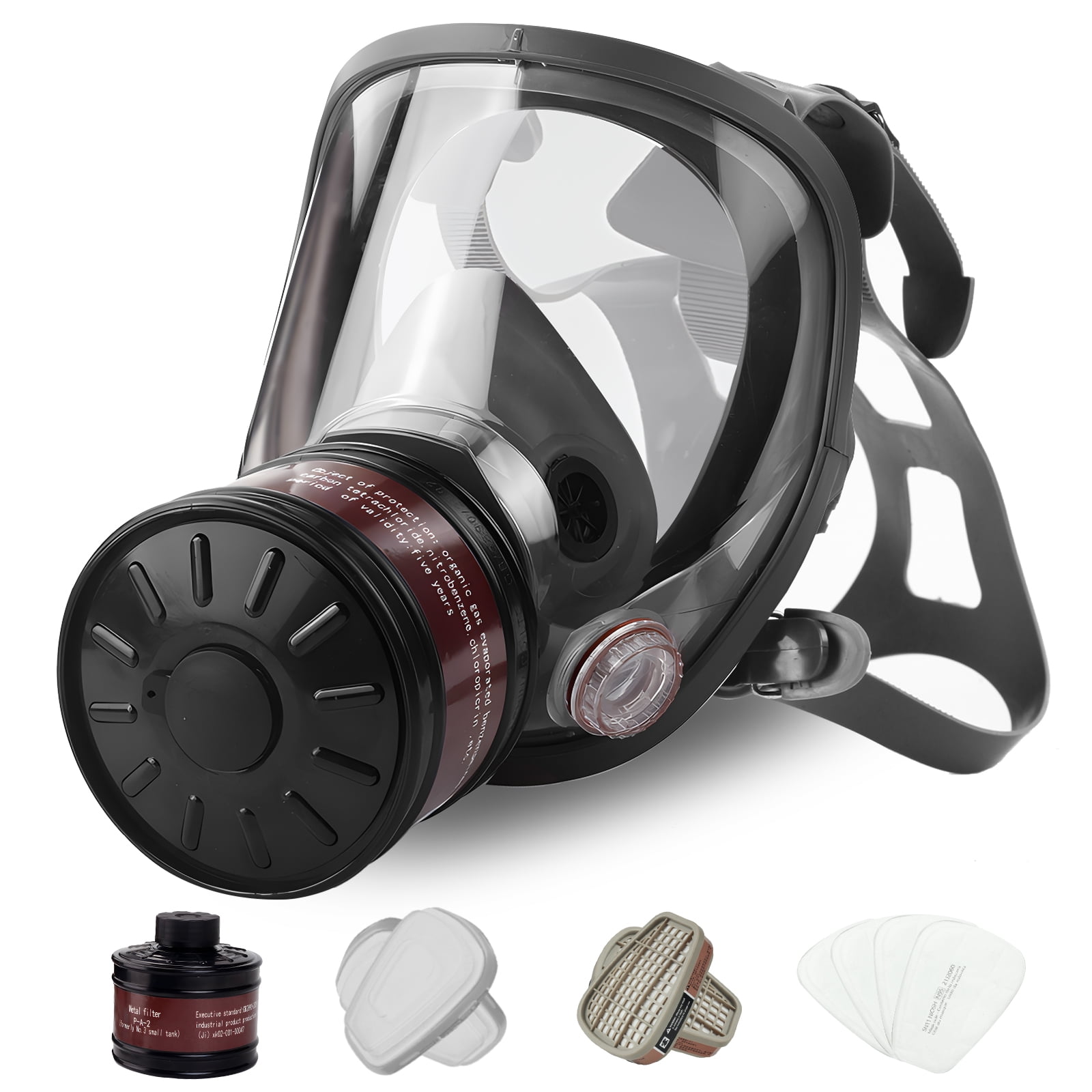 WAKYFLX Full Face Respirator Mask, Gas Masks with 40mm Carbon Filter ...