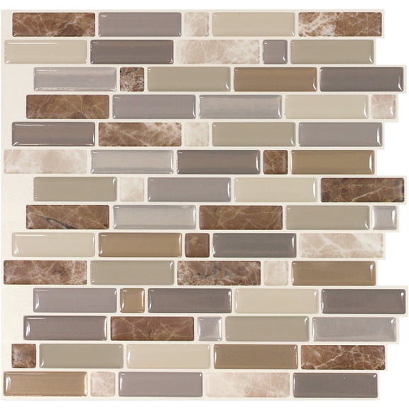 SmartTile Wall Tile - Lightweight, Rectangular, Multicolor, Red - 9.73" Residential Use, Standard Application