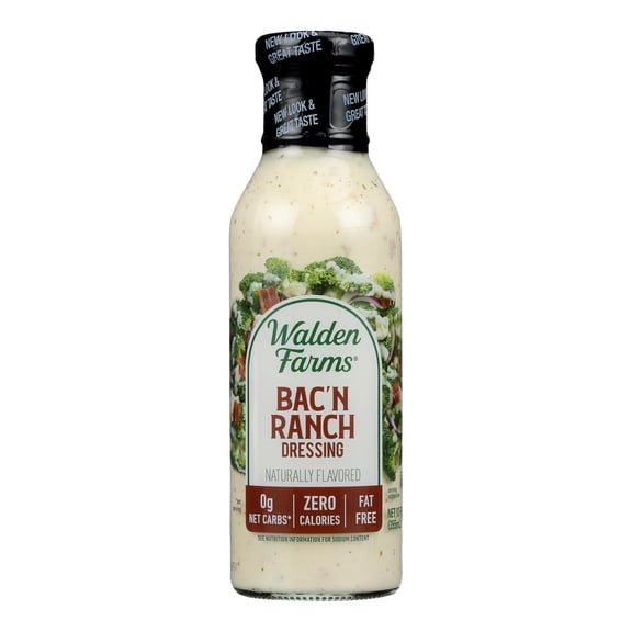 WALDEN FARMS - Calorie-Free Bacon Ranch Dressing for Salads and Dips - 12 Fo, Case of 6