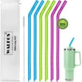 thumbnail image 1 of WALFOS 14.5 inch Extra Long Reusable Silicone Straws, Big Sizes Flexible Bendable Straws for 1/Half Gallon Large Water Bottles, 128 75 64 40 OZ Tumbler with Cleaning Brush (6-Pack), 1 of 7
