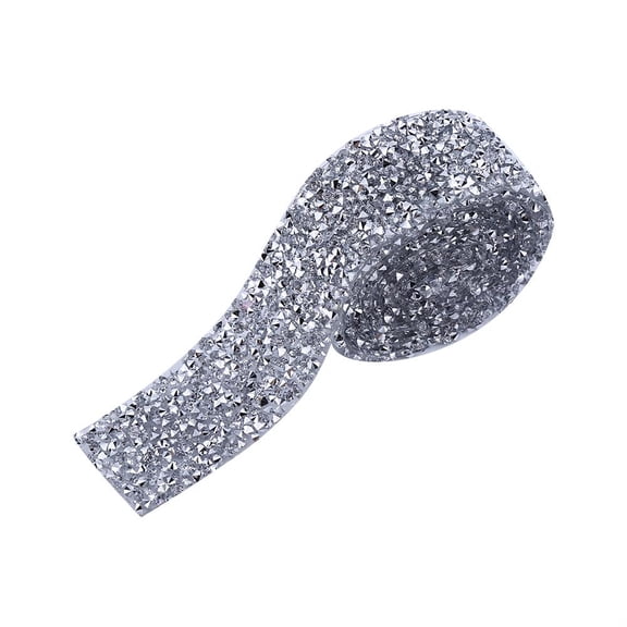 WALFRONT 1 Yard 3cm Width Sparkling Back Glue Crystal Rhinestone Decorative Banding Belt,Crystal Rhinestone,1 Yard