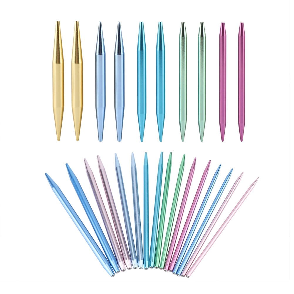 WALFRONT 26PCS Knitting Needles Set Portable Interchangeable Aluminum Circular Knitting Needle Kit