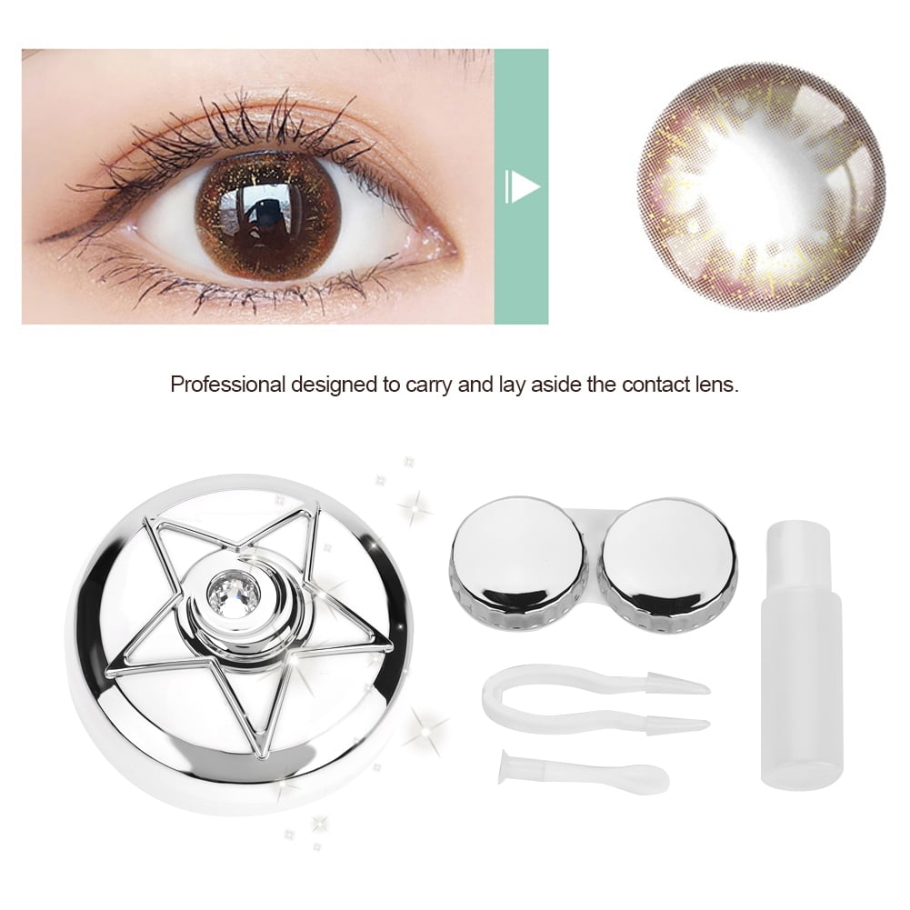 WALFRONT 3 Colors Portable Contact Box with Mirror Pentagram Shape