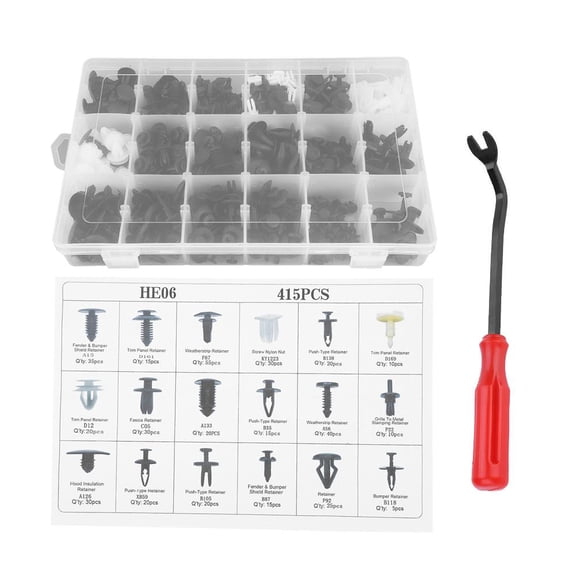 WALFRONT 415pcs Car Push Pin Rivet Bumper Door Panel Retainer Kit w/ Screwdriver & 18 Sizes Rivet Trim Clip