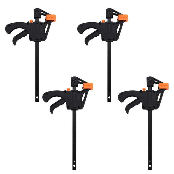WALFRONT 4pcs 4inch Bar F Clamps Clip Grip Quick Ratchet Release Woodworking DIY Hand Tool Kit,F Clamp, Woodworking Clip