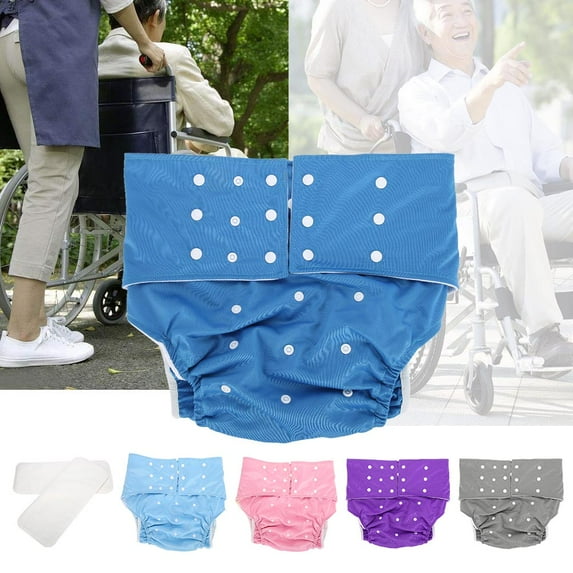 WALFRONT 5 Colors Washable Adult Pocket Nappy Cover Adjustable Reusable Diaper Cloth, Washable Adult Diaper, Adjustable Adult Nappy