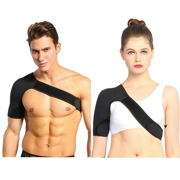 WALFRONT Adjustable Shoulder Brace Right for Women and Men,Light and Breathable Neoprene Shoulder Compression Sleeve Protect Rotator Cuff and AC Joints Black