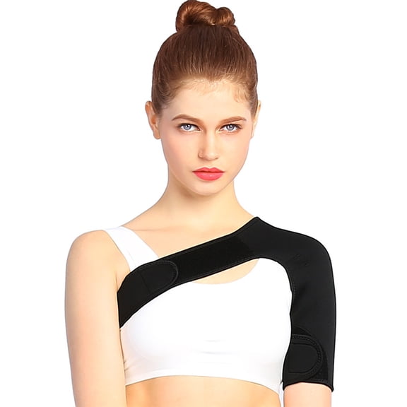 WALFRONT Adjustable Shoulder Brace for Women and Men,Light and Breathable Neoprene Shoulder Compression Sleeve Prevent Injuries Relieve Sprain Pain and Soreness Right Black
