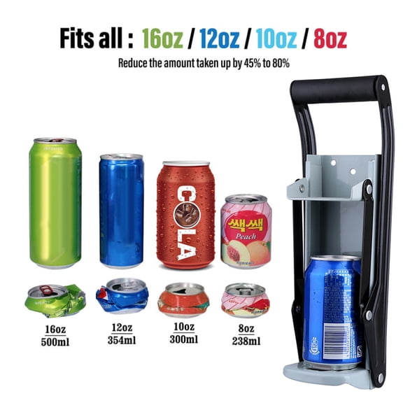 WALFRONT Can Crusher 16oz,Wall Mounted Home Dispensing Can Crusher Smasher Beer Soda Cans Crushing Recycling Tool