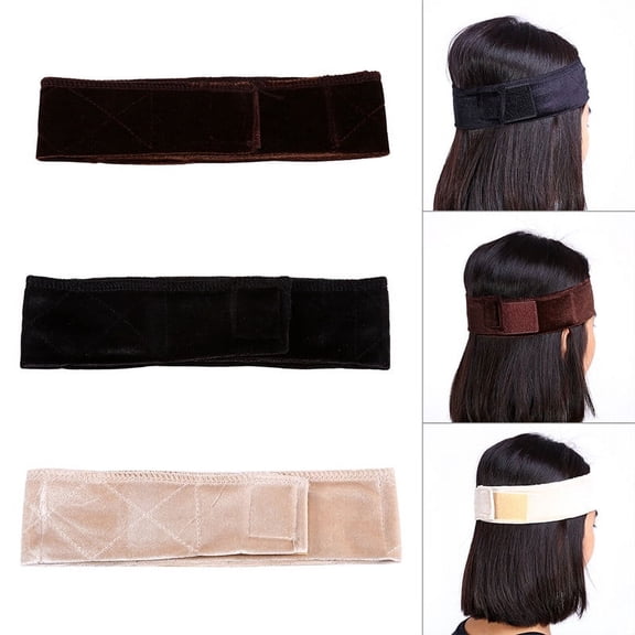 WALFRONT Flexible Velvet Wig Grip Scarf Head Band Adjustable Fastern Accessory 3 Colors,Flexible Velvet Fasten