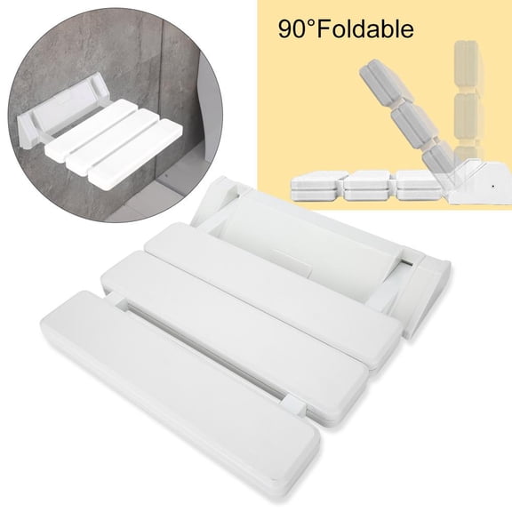 WALFRONT Folding Shower Seat Wall Mounted Bench Foldable Drop-leaf Home Bathroom Stool, White