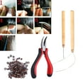 thumbnail image 1 of Hair Extension Beads,100PCS Silicone Beads Hair Extension Micro Rings + Hook Needle + Pulling Loop + Plier Tool Kit,Hair Extension Rings, 1 of 7
