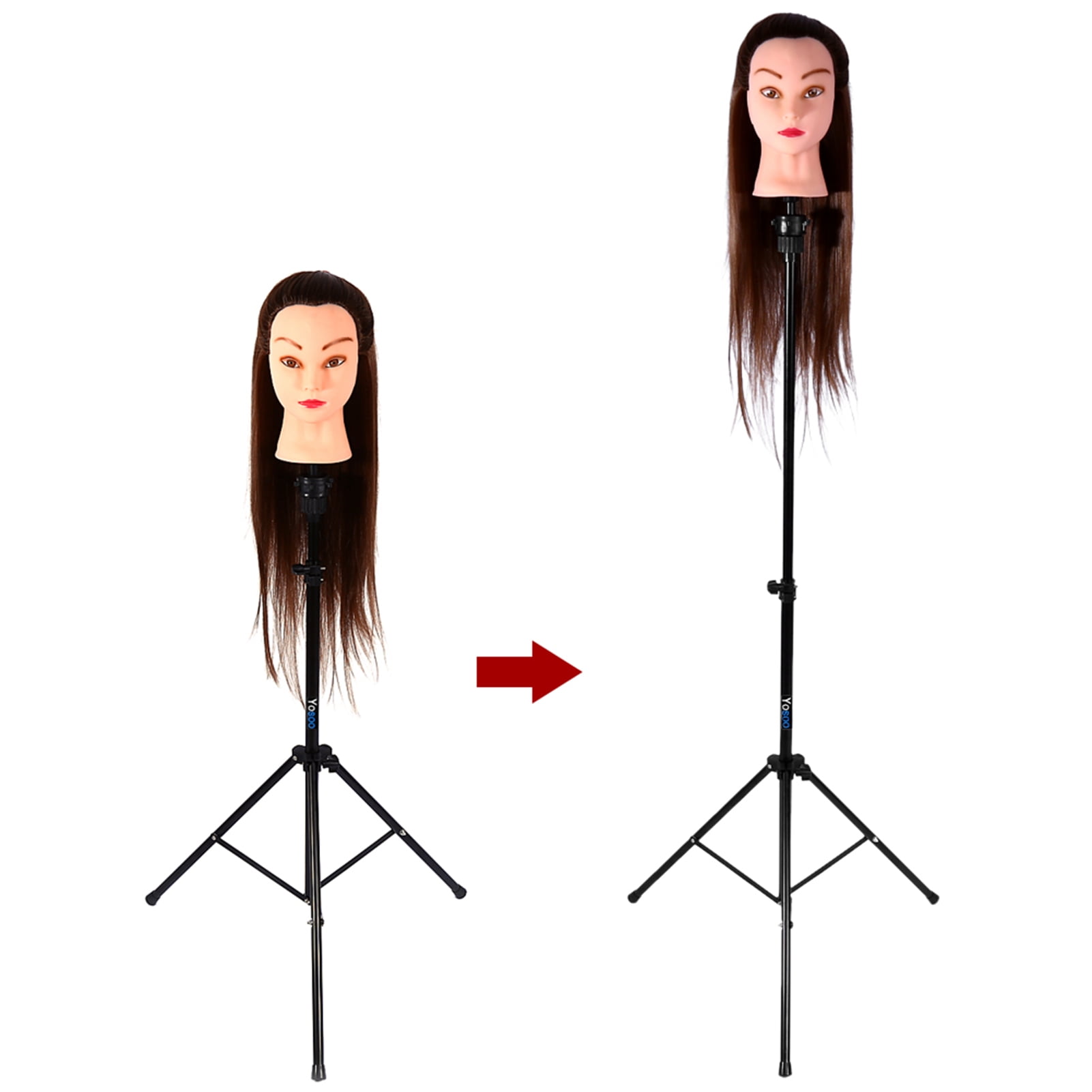 TwoWin 23 inch Wig Head, Wig Stand Tripod with Head, Canvas Block Wig Head  Stand with Mannequin Head Set for Wigs Making Display Styling Equipped with