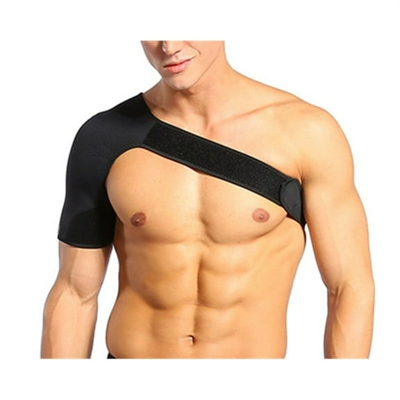 WALFRONT Light and Breathable Support Shoulder Brace for Women and Men,Adjustable Neoprene Shoulder Compression Wrap Strap for Rotator Cuff,Dislocated AC Joint,Labrum Tear,Shoulder Pain Black Right