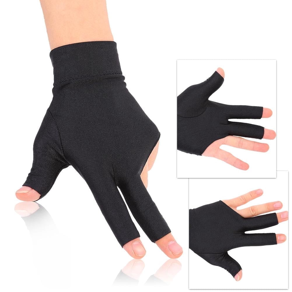 WALFRONT Pool Cue Glove, Billiards Glove, Billiards Shooters Glove, Snooker Billiard Shooter Cue Pool Gloves Left Hand Open Three Finger Spandex Glove, Three Finger Glove