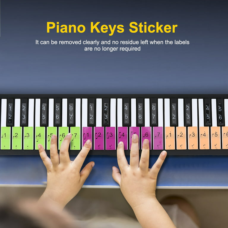 WALFRONT Removable 88 Keys Piano Electronic Keyboard Note White Keys  Stickers Labels for Beginners, Removable Piano Sticker, Keyboard Sticker 