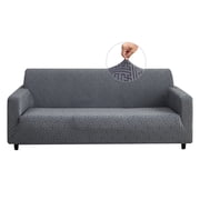 3 Seaters 3D Stretch Sofa Couch Slipcover Furniture Protector, Non Slip Soft Fabric Couch Cover, Gray
