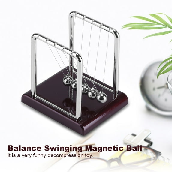 WALFRONT Steel Balance Swinging Magnetic Ball Cradle Physics Science Pendulum Desk Fun Toy Gift, Balance Ball Desk Toy