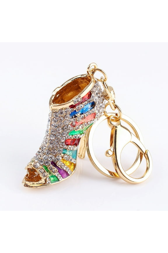 Unique Shape Crystal Rhinestone Shoes High Heel Keychain Charm Pendant Car Bag Purse Key Ring Keychain, Fashion Refinement Hollow Shoes Keyring, Charm Pendant Bag Key Chain, Key Chain Gift