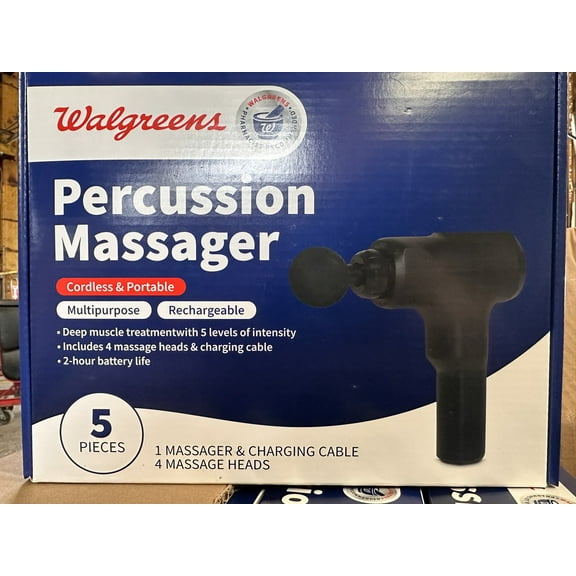 WALGREENS 5-Stages Percussion Massager with Rechargeable Battery, Brown