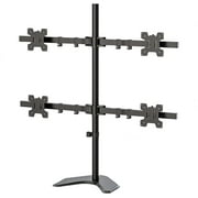 WALI Quad Monitor Stand, Free Standing 4 Monitor Stand Fully Adjustable Desk Mount Fits Monitors up to 27 Inch, Holds up to 17.6 lbs per Arm (MF004), Black