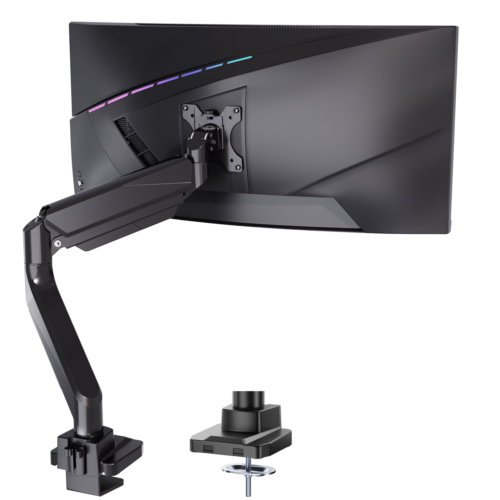 WALI Single Monitor Gas Spring Desk Mount, Heavy Duty Monitor Arm for Ultrawide Screen up to 35 inch,33 lbs. Fully Adjustable, Mounting Holes 75 and 100 (GSM001XL), Black