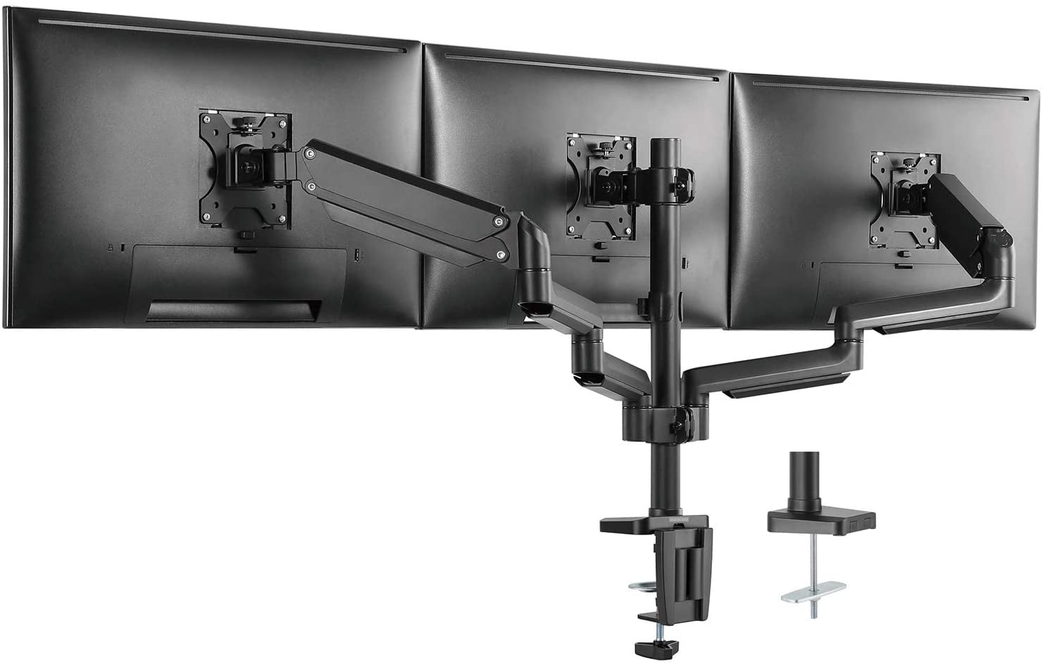 Black Triple Monitor Desk Mount with Gas Spring Arms